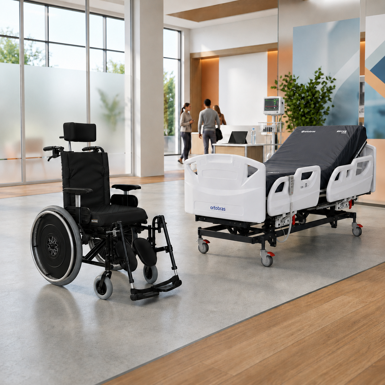 Linha ORTOBRAS — Cadeiras de rodas e camas hospitalares